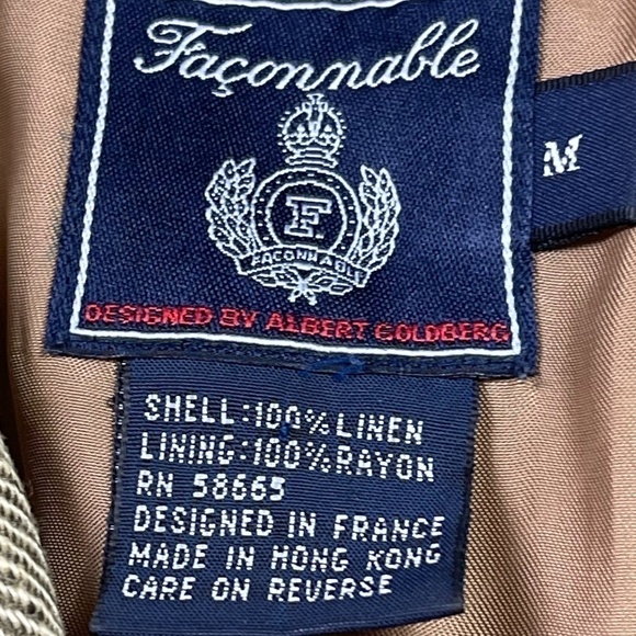 FACONNABLE 100% Linen Patchwork Blazer - Picture 5 of 5